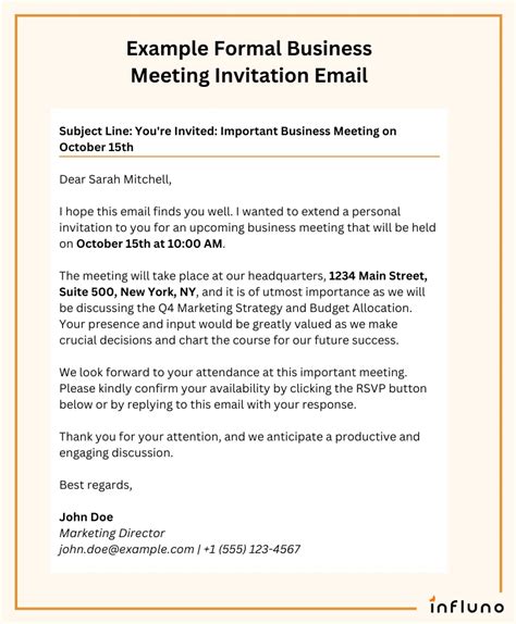 Meeting Invitation Email Sample