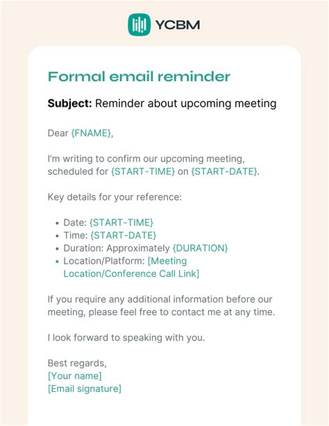 meeting reminder email sample