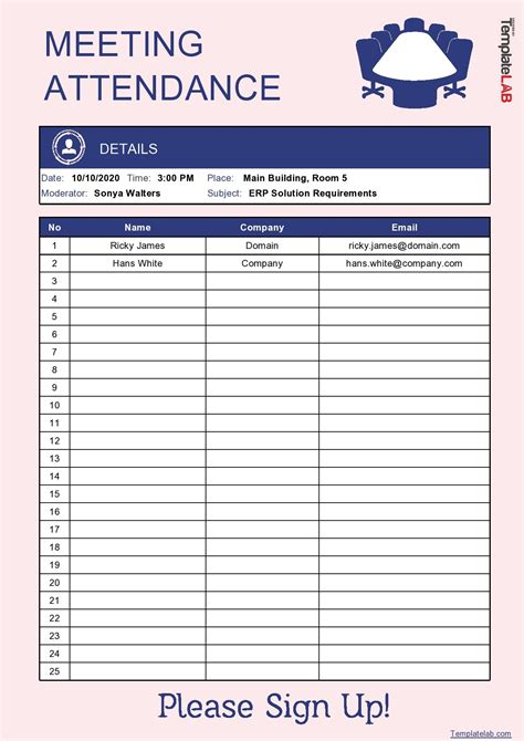 Full Download Meeting Attendance Register Template In Word Document 