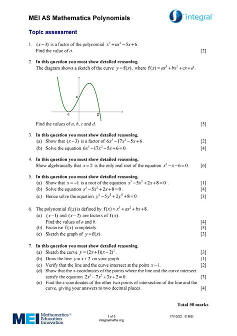 Download Mei Polynomials Assessment Answers 