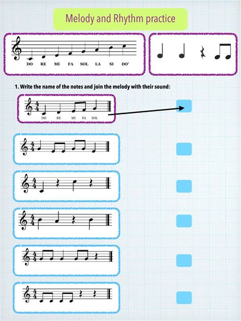 Melody And Rhythm Practice Worksheet Live Worksheets Melody Worksheet For Grade 2 - Melody Worksheet For Grade 2