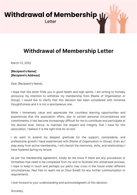 membership withdrawal letter sample