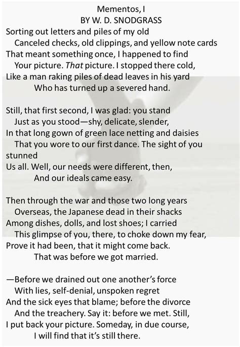 Mementos Poem Analysis