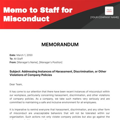 Memo For Employees Misconduct Sample