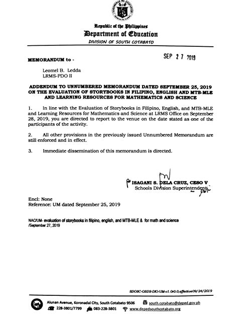 memorandum dated september 25