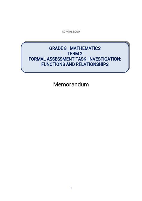 memorandum for mathematics in grade 9