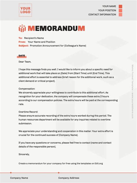 Memorandum Template Example