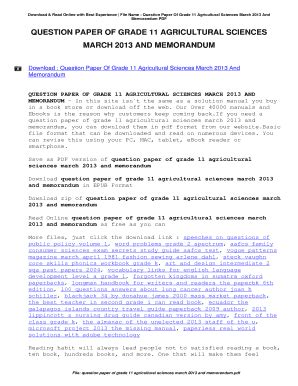 Read Memorandum Agricultural Sciences Grade11 18 March 2013 Common Paper Number One 
