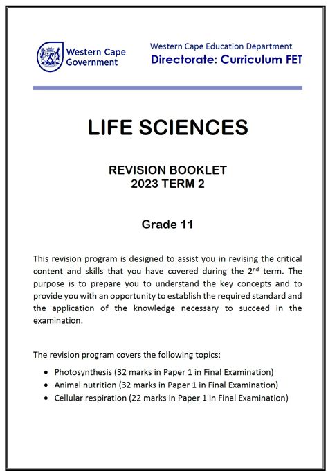 Read Online Memorandum Grade11 Life Science Common Paper 