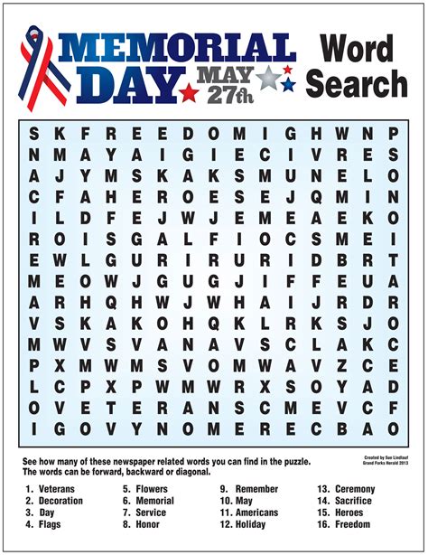 Memorial Day Wordsearch Crossword Puzzle And More Thoughtco Memorial Day Worksheet - Memorial Day Worksheet