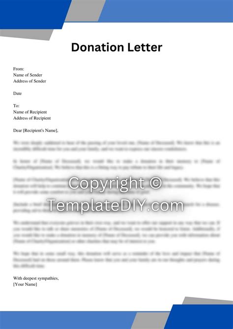 Memorial Donation Letter Sample