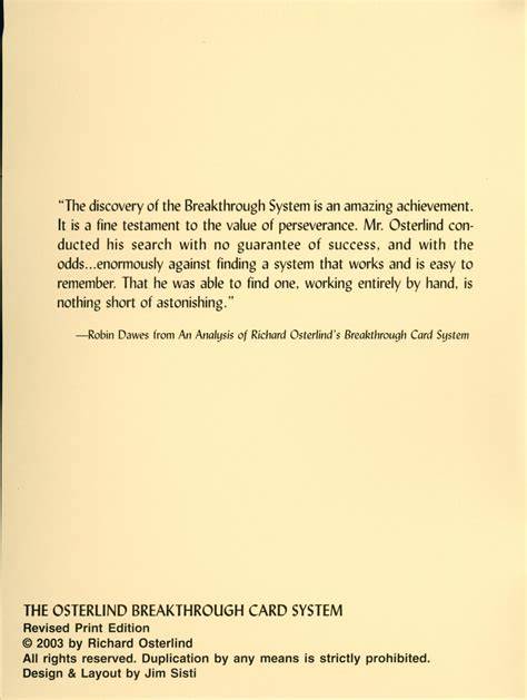 memorized breakthrough card system e book