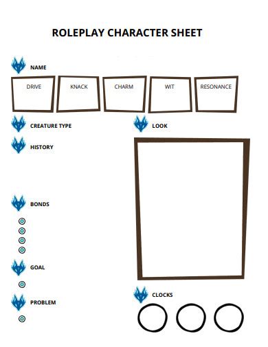 memory list roleplay character sheet