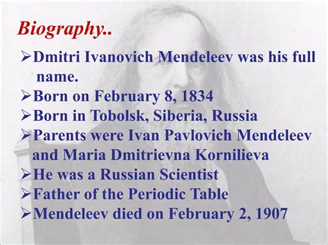 mendeleev scientist biography template