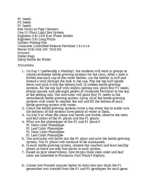 mendelian genetics lab report fast plant