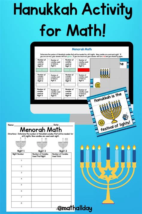 Menorah Math For Hanukkah Chanukah Digital Amp Printable Chanukah Math - Chanukah Math