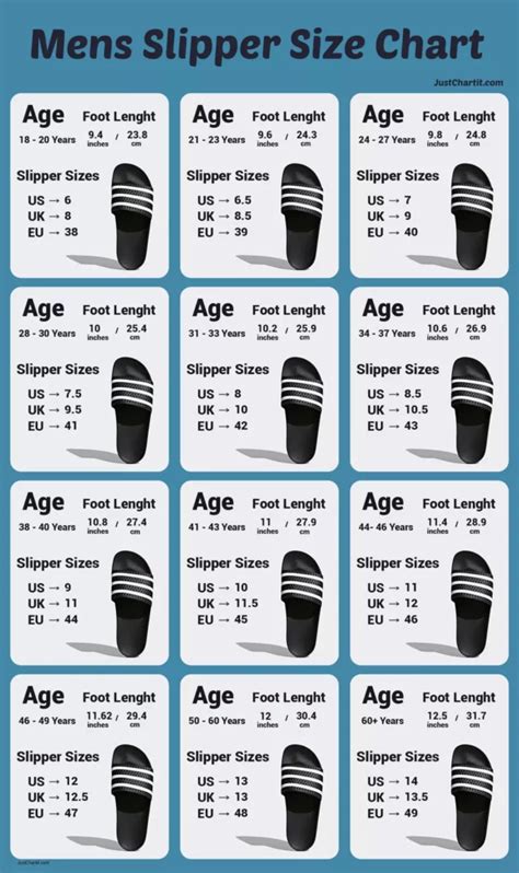 Mens Slipper Size Chart