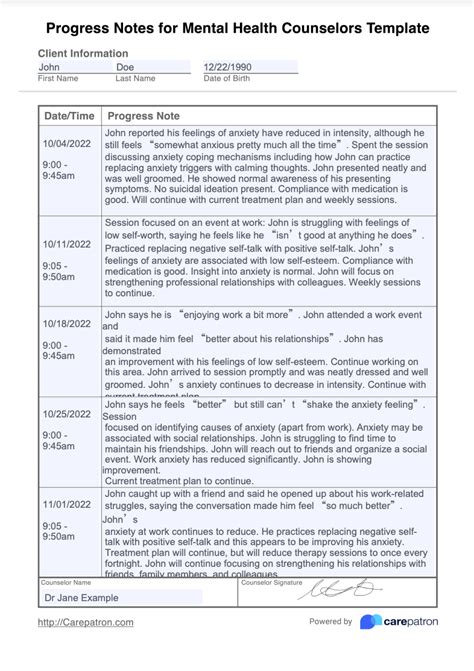 Mental Health Progress Notes Pdf