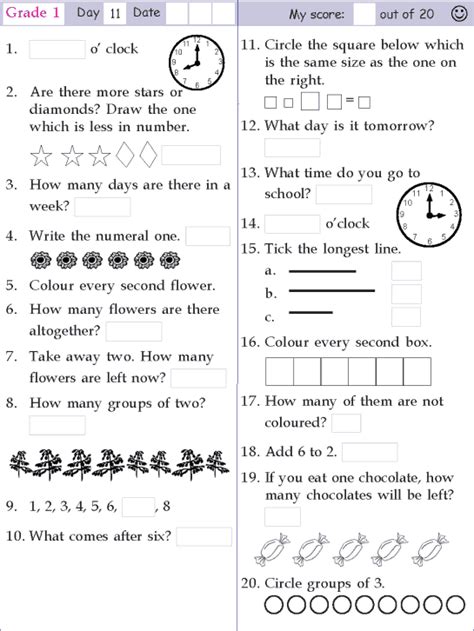 Mental Math Grade 1 Day 11 B67 Mental Grade 1 Math Worksheet  - Grade 1 Math Worksheet'