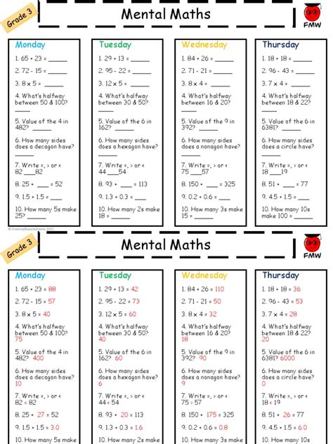 Mental Maths For Class 3