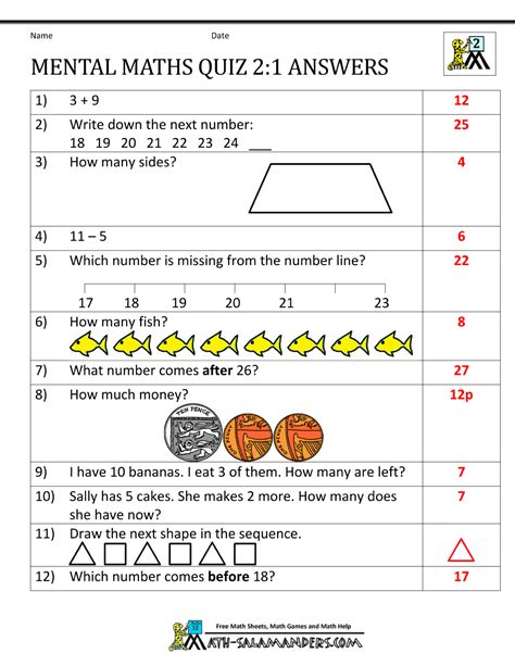 Mental Maths Worksheets