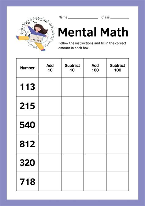 Mental Maths Worksheets For Class 1