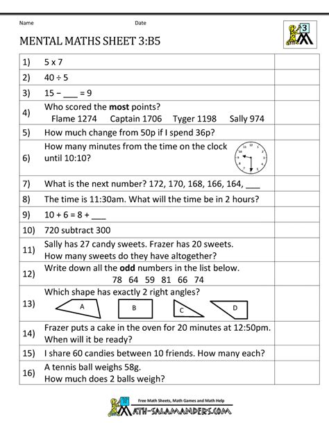 Mental Maths Year 3