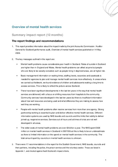 Read Mental Health In Focus Report On The Mental Health Services For Adults In Scotland 
