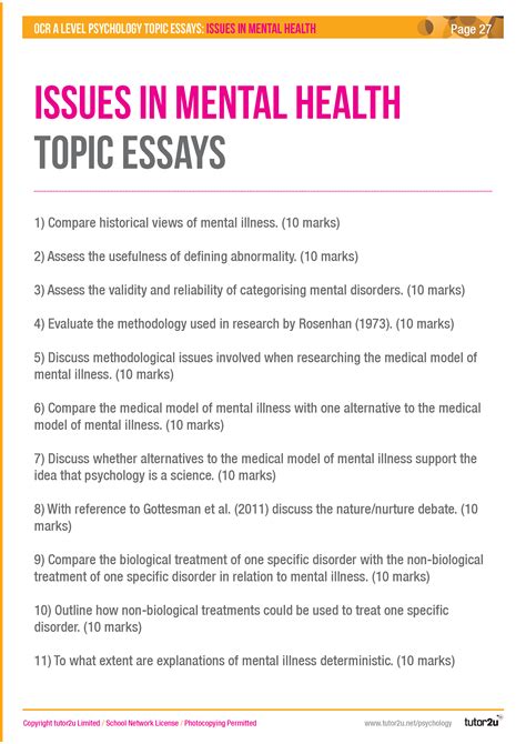 Full Download Mental Health Paper Topics 