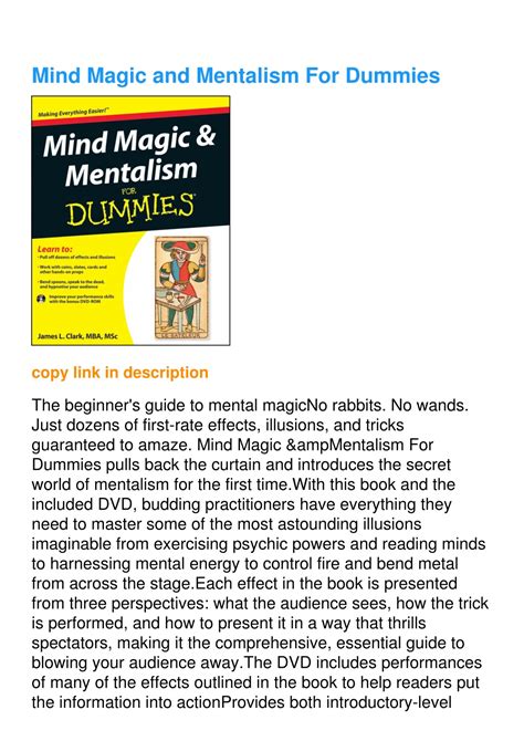 Full Download Mentalism For Dummies Pdf 