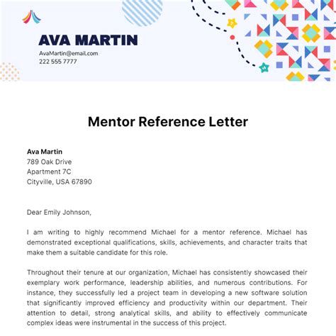 mentor letter of recommendation
