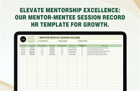 mentoring tracking spreadsheet template