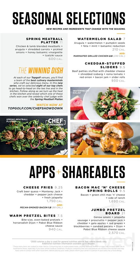 Menu At Topgolf