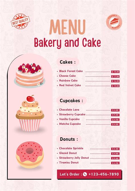 Menu Bakery Items List