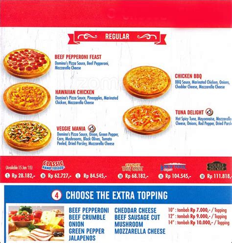 menu dan harga domino pizza