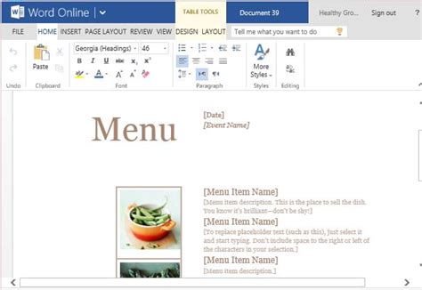 Menu Microsoft Word