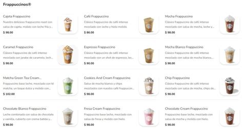 Menu Starbucks Mexico
