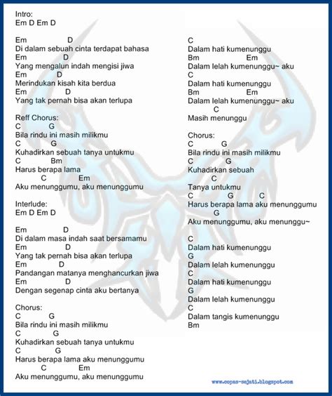 MENUNGGUMU CHORD - CHORD GITAR PETERPAN MENUNGGUMU - Di dala m sebuah