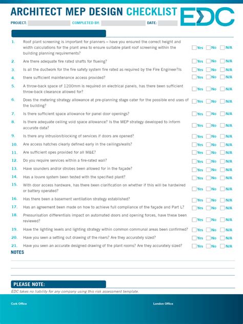 Mep Building Checklist