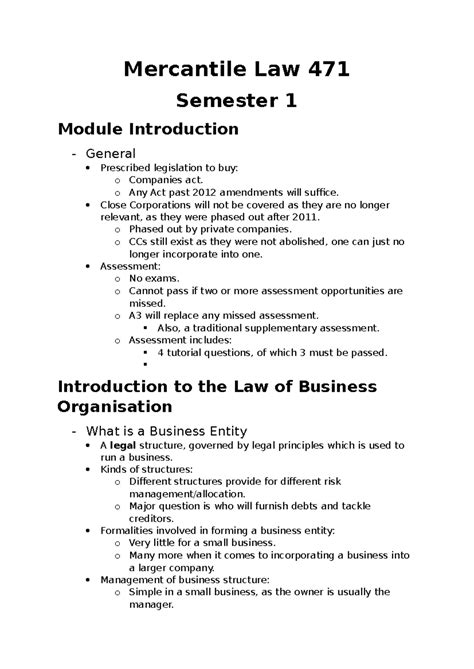 mercantile law standard grade notes