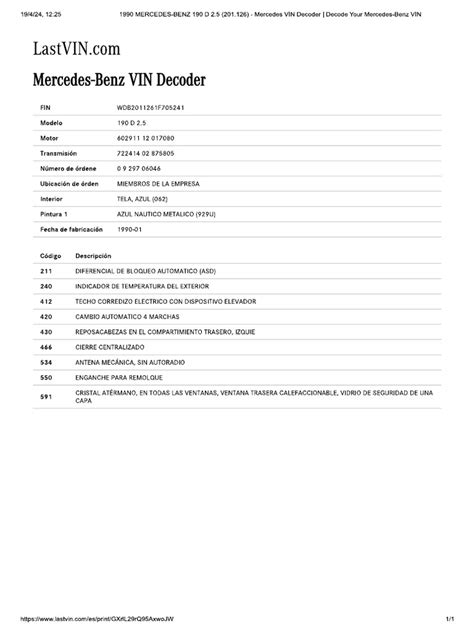 Mercedes Vin Decoder