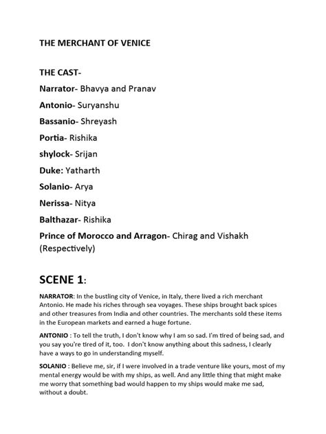 Merchant Of Venice Play Script In Simple English