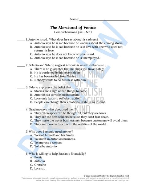 Read Merchant Of Venice Questions And Answers Pdf 