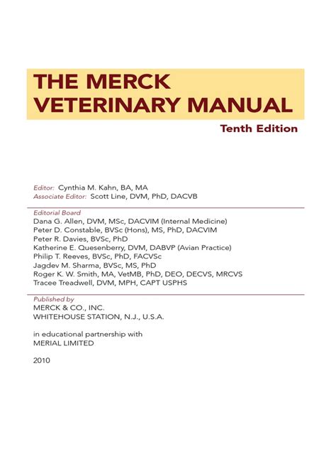 Full Download Merck Veterinary Manual Tenth Edition File Type Pdf 