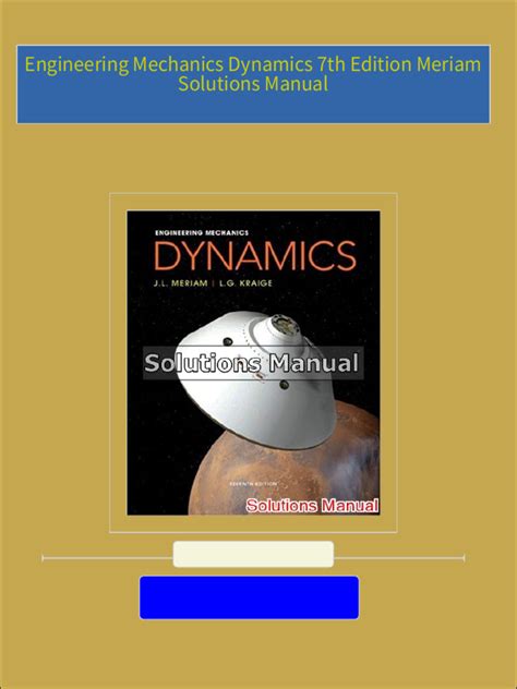 Read Online Meriam Dynamics 7Th Edition Solutions Scribd 