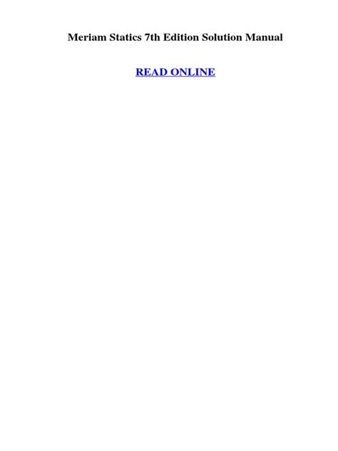 Full Download Meriam Statics 7Th Edition 