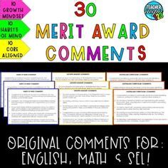 Merit Certificate Comments For Studen