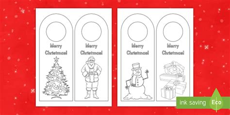 Merry Christmas Door Hanger Cutouts Teacher Made Twinkl Printable Christmas Door Hanger - Printable Christmas Door Hanger