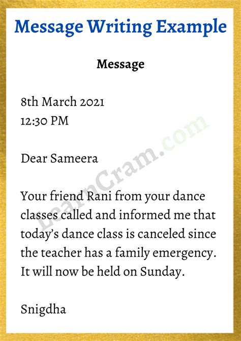 Message Writing Format