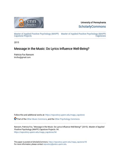 Read Online Message In The Music Do Lyrics Influence Well Being 